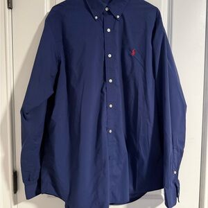 Ralph Lauren Performance Classic Fit Button-Down Shirt - Navy with Red Logo